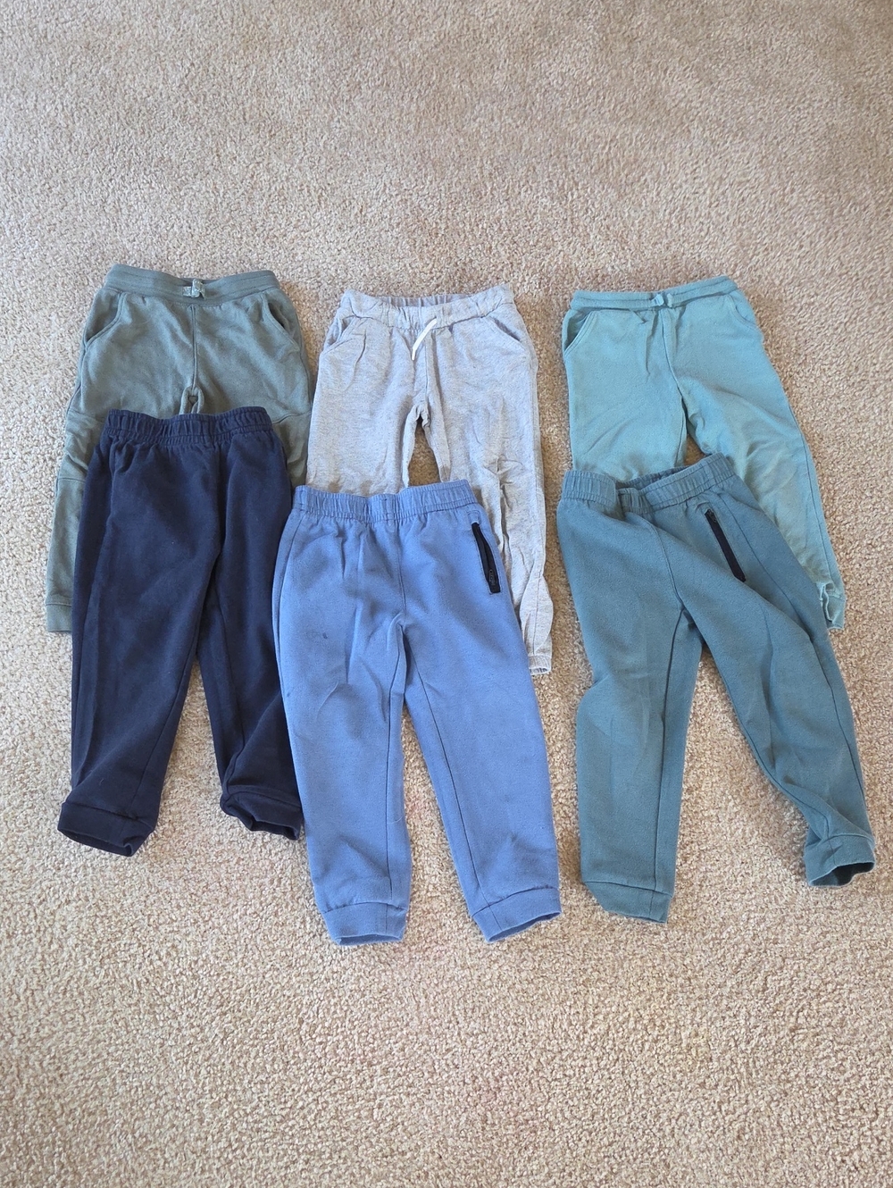 Kids Fleece Jogger Pants - Assorted Blue & Gray - Size 5 - 6pairs